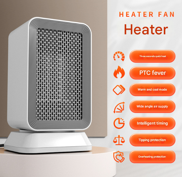 Chauffage oscillant silencieux de 1 000 W, chauffage de bureau à domicile, petit chauffe-pieds et chauffe-mains - 4