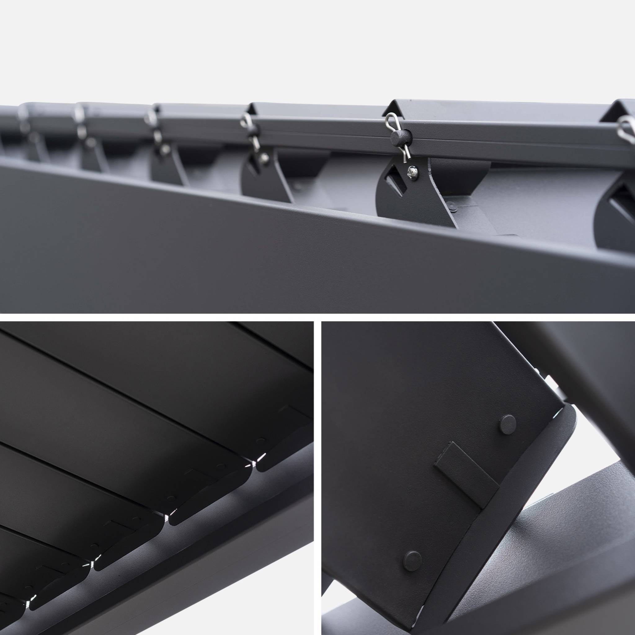 Pergola bioclimatique en aluminium. lames orientables 3x6m + 4 stores 3m TRIOMPHE anthracite TRIOMPHE 6X3M + 4 STORES 3M - 3