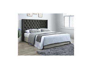 Tête De Lit Capitonnée MASSIMO 190cm Grise - Design Vintage à Fixer Au Mur, En Tissu Polyester, Structure Bois
