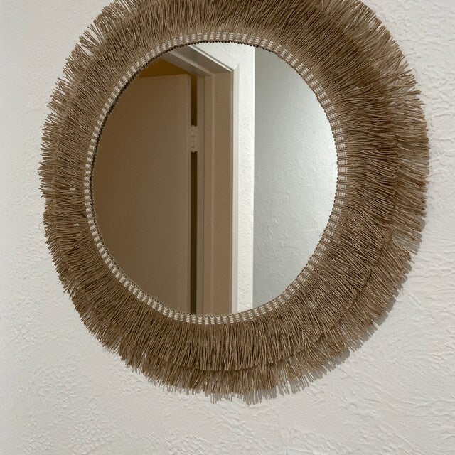 Specchio decorativo rotondo in corda di iuta e fibre naturali, stile bohémien - MIRROR JUTE II 50 cm - 6