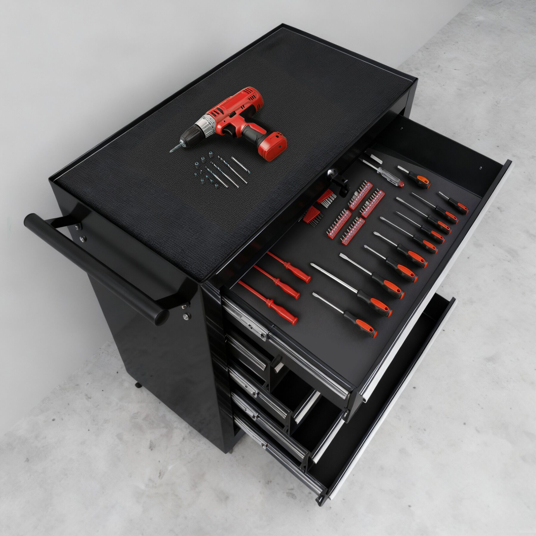 Servante d'atelier en acier avec 5 tiroirs et serrure de verrouillage de sécurité centrale TECTAKE - 2