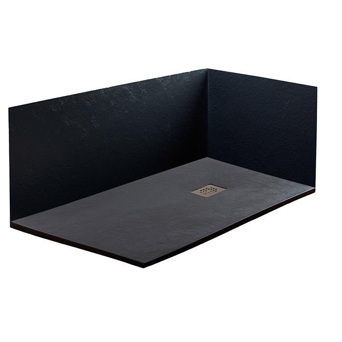 Piatto Doccia 95x195 cm Vulcano Line Slim Nero In Resina Sintetica e Polvere Di Marmo Con Piletta In Omaggio - FRASCIO - 2