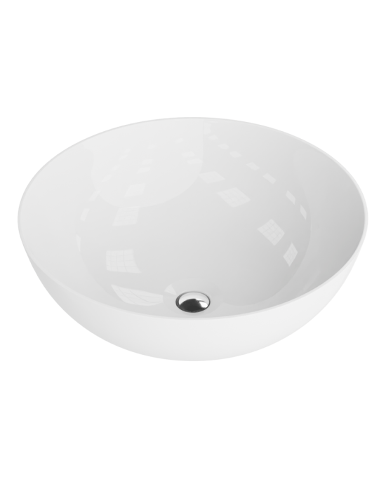 Vasque à Poser Ronde En Porcelaine Blanche - Diam. 36 Cm, L. 37 Cm - Pour Salle De Bain - Occasion