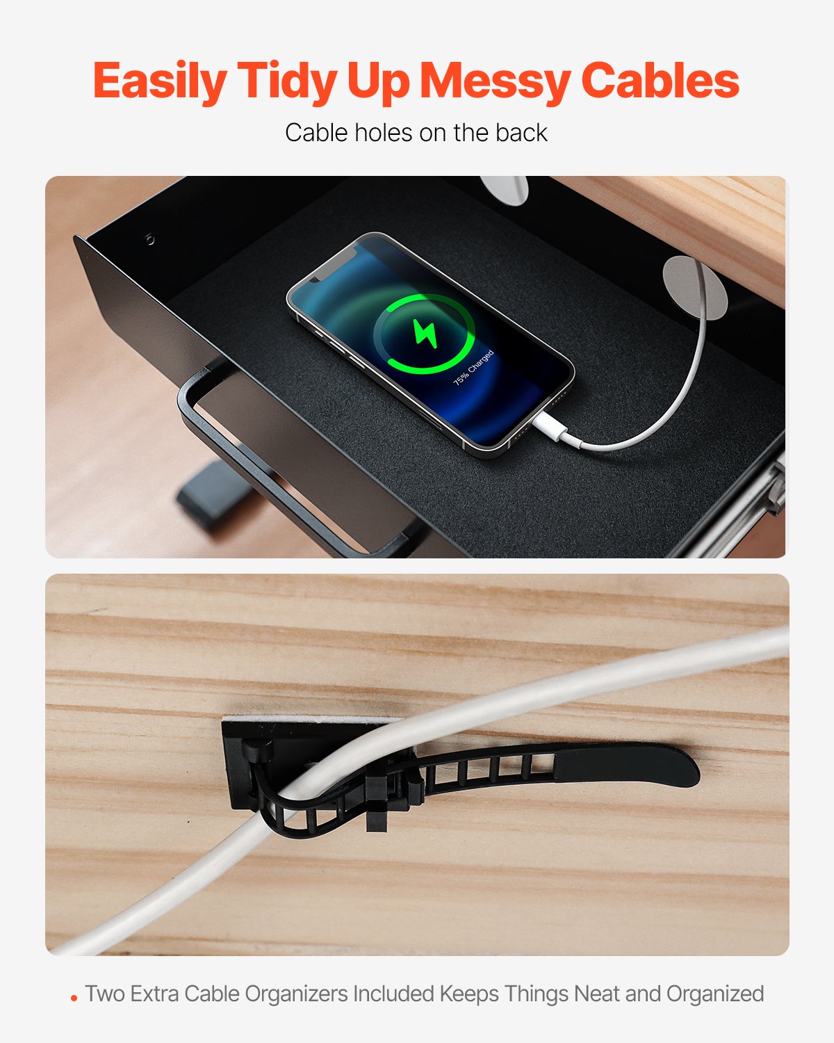 Cassetto scorrevole sotto scrivania 33 cm,VEVOR organizer nascosto,cassetto per matite per postazione scrivania a casa,38,1 x 22,9 x 7,6 cm - 5