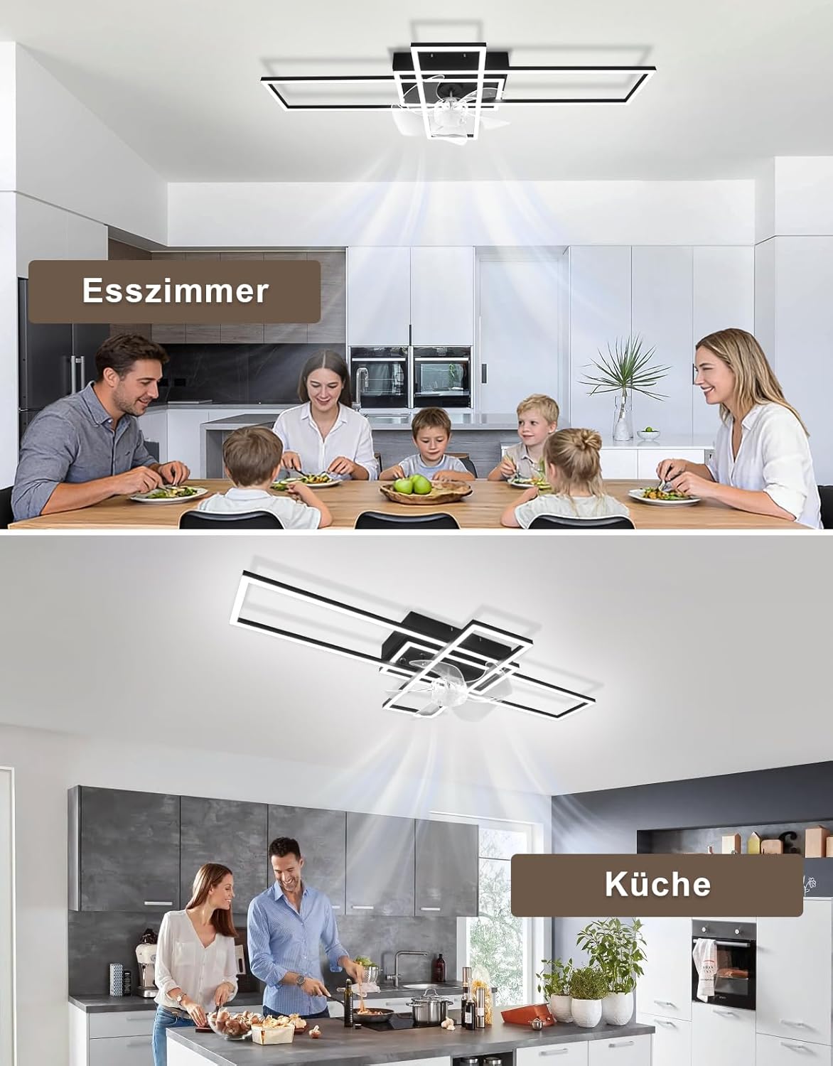 NETTLIFE Ventilateur de Plafond avec Éclairage LED 94cm, Moderne Dimmable avec Télécommande, 6 Vitesses, Minuterie pour Salon Salle à Manger - 8