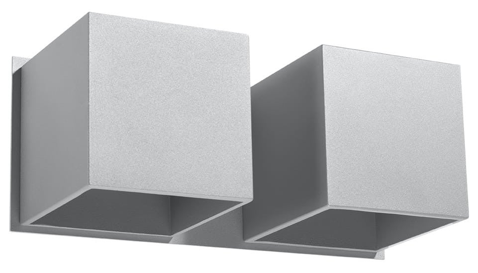 Kinkiet ścienny Quad szary 2xG9x40W wym: 12 x 26 x 26 cm aluminium IP20 Sollux Lighting