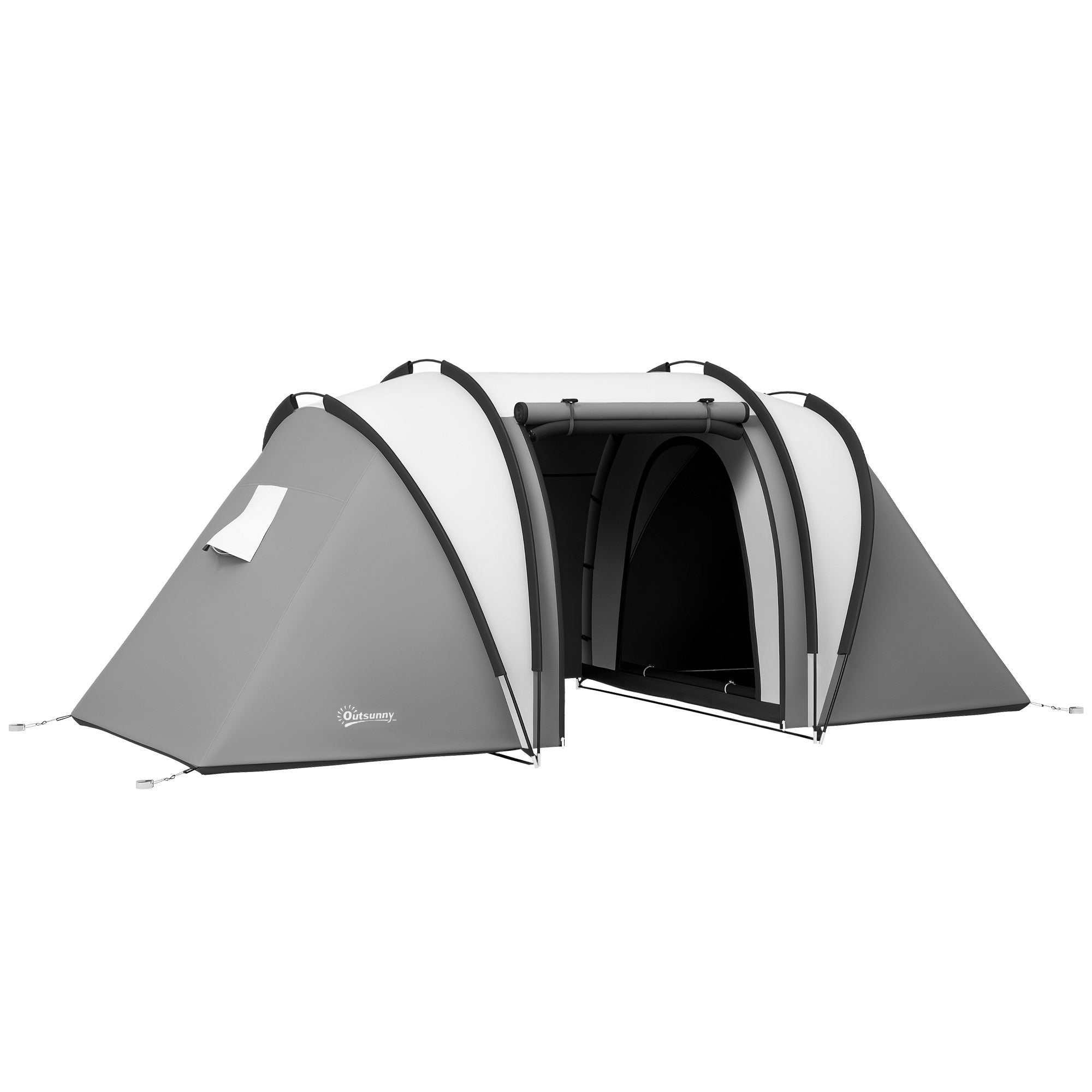 Tienda campaña familiar 4-5 personas impermeable 3000mm 2 habitaciones túnel gris 450x220x180cm