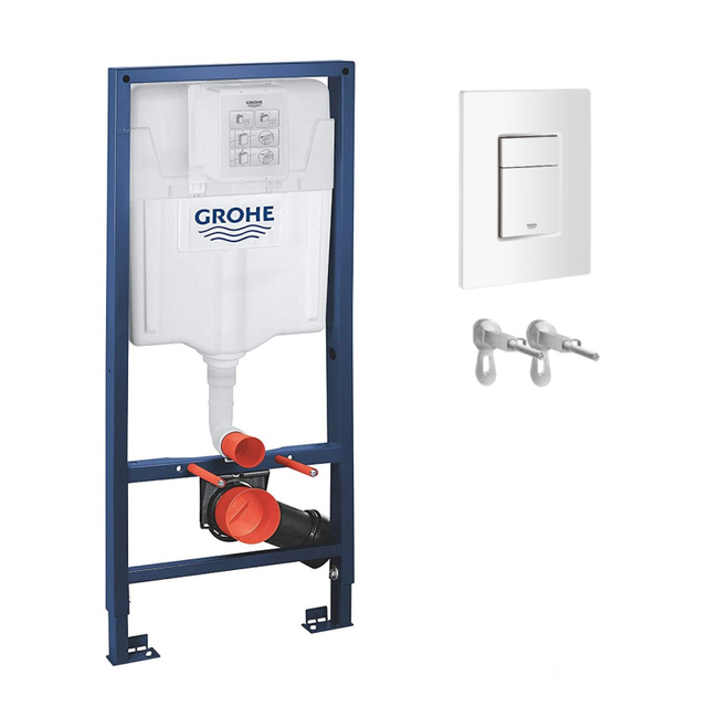 Grohe Pack Rapid SL: bastidor con cisterna empotrada y pulsador Skate blanco alpino con anclajes (38528001)