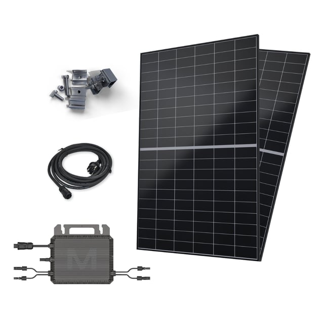 Kit solar plugin Robinsun Eco 800 W · 2 painéis Canadian 460 W + microinversor + cabo Schuko de 5 m