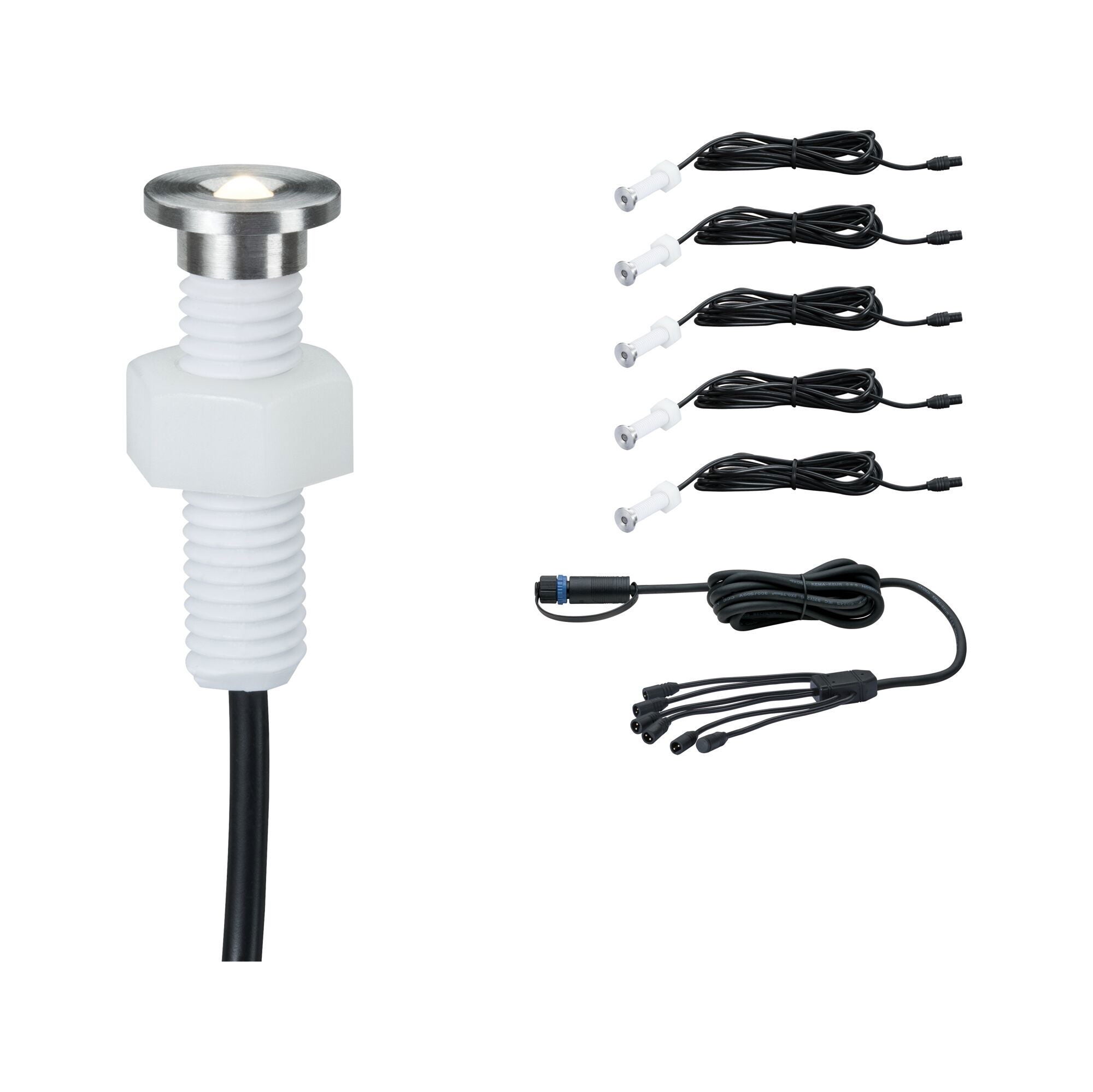 Plug & Shine Encastré de sol LED MicroPen II Kit d'extension IP67 3000K 5x0,2W Argent - 2