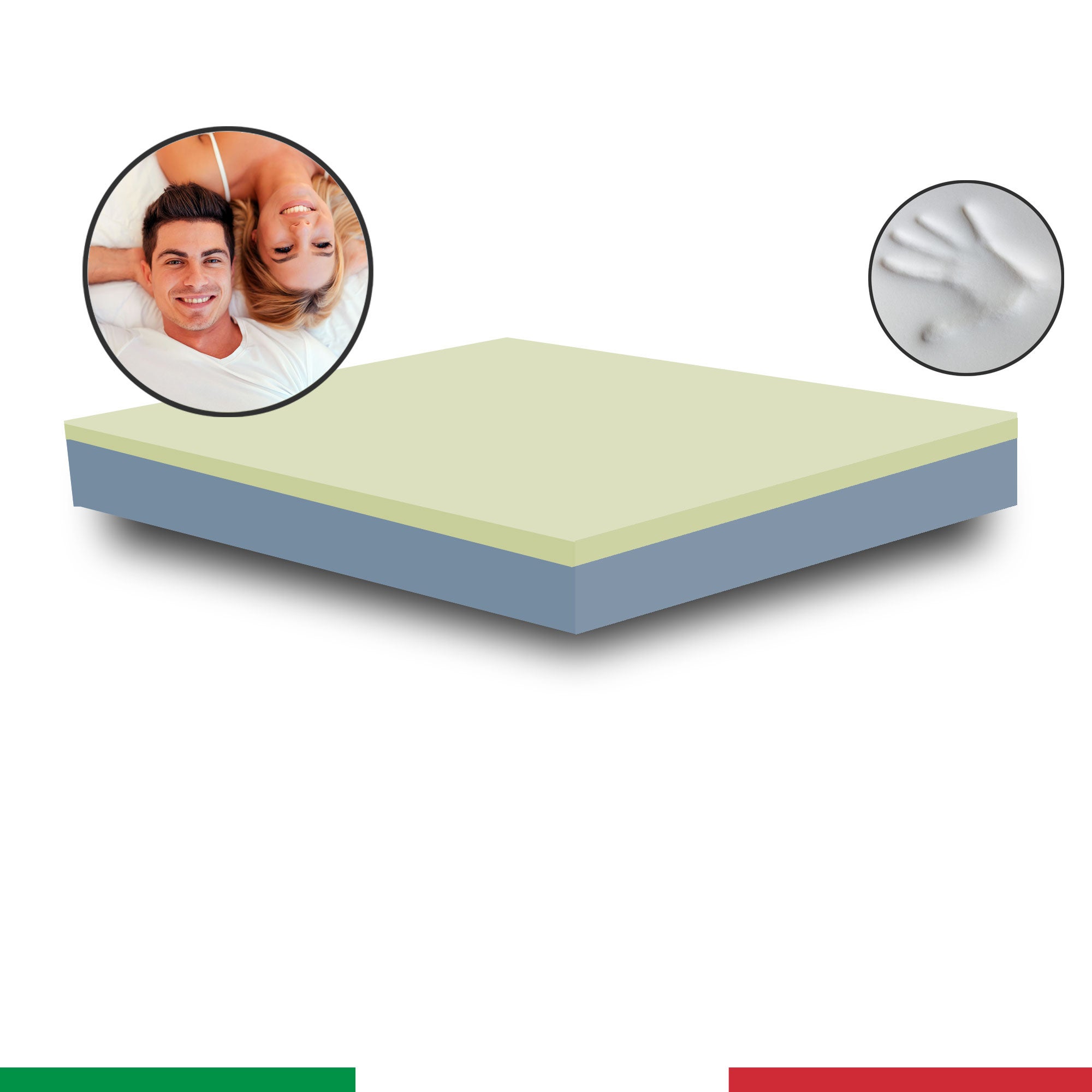 Materasso Memory foam DETRAIBILE anatomico LISA H17cm, Interno semirigido ANALLERGICO in poliuretano e avvolgente memory, singolo 80x190 cm - 2