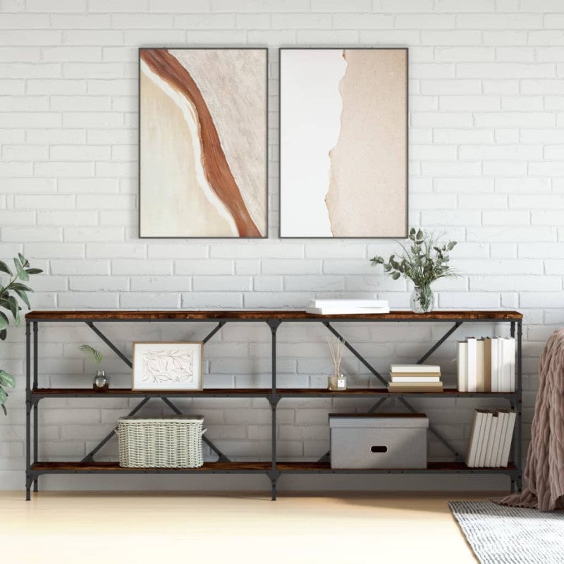 Stolik Konsola vidaXL drewno inżynieryjne i metal 200x30 cm stabilny