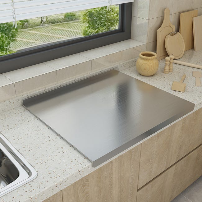 Planche à découper inox 304 avec rebord – 40x30 cm, argent. Parfaite ...