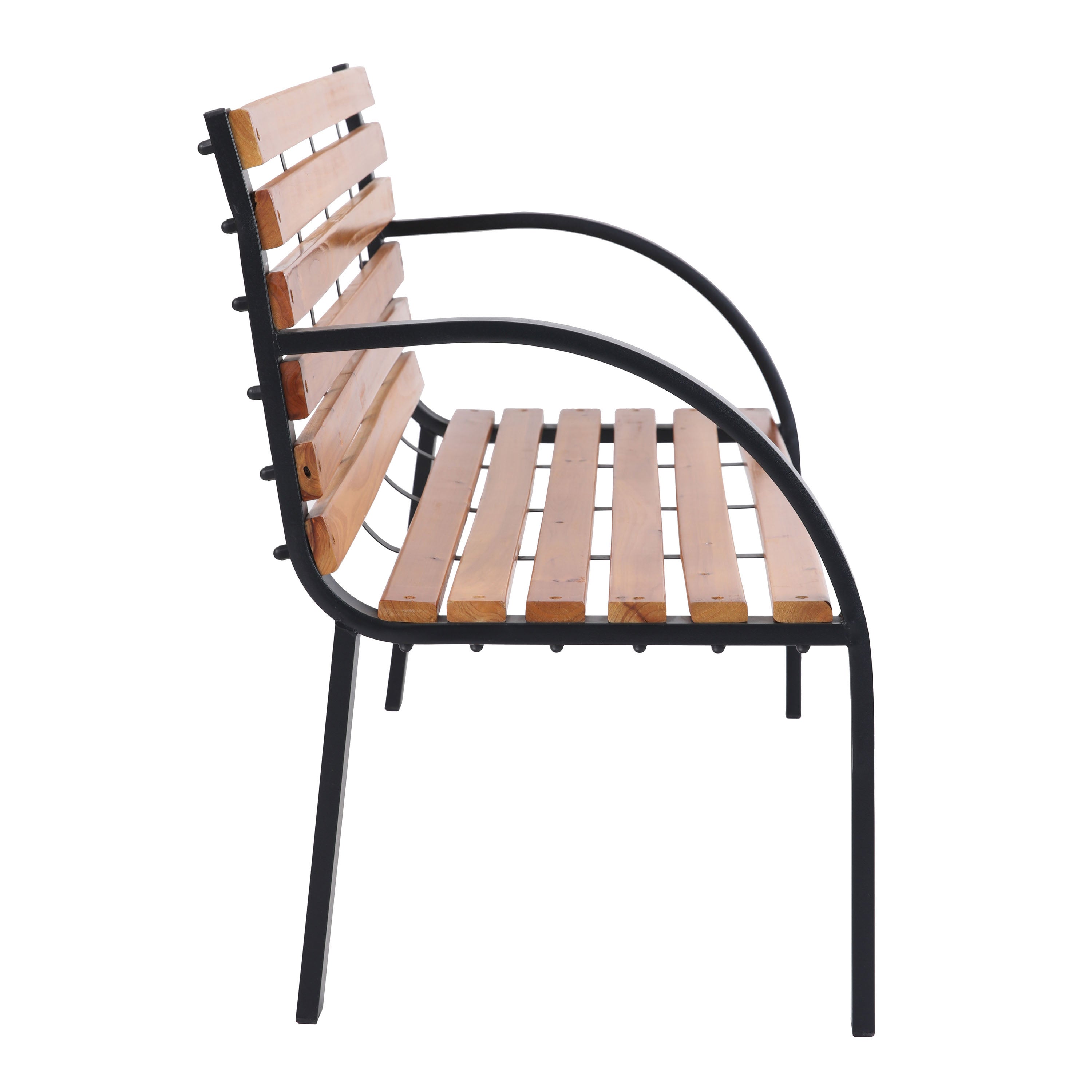 AXI Otis Banc de Jardin Bois - 122x60x83 cm - Structure Acier Noir Mat - Bois de Cèdre - 2 Places - Extérieur ou Intérieur - Banquette Extérieur - 6
