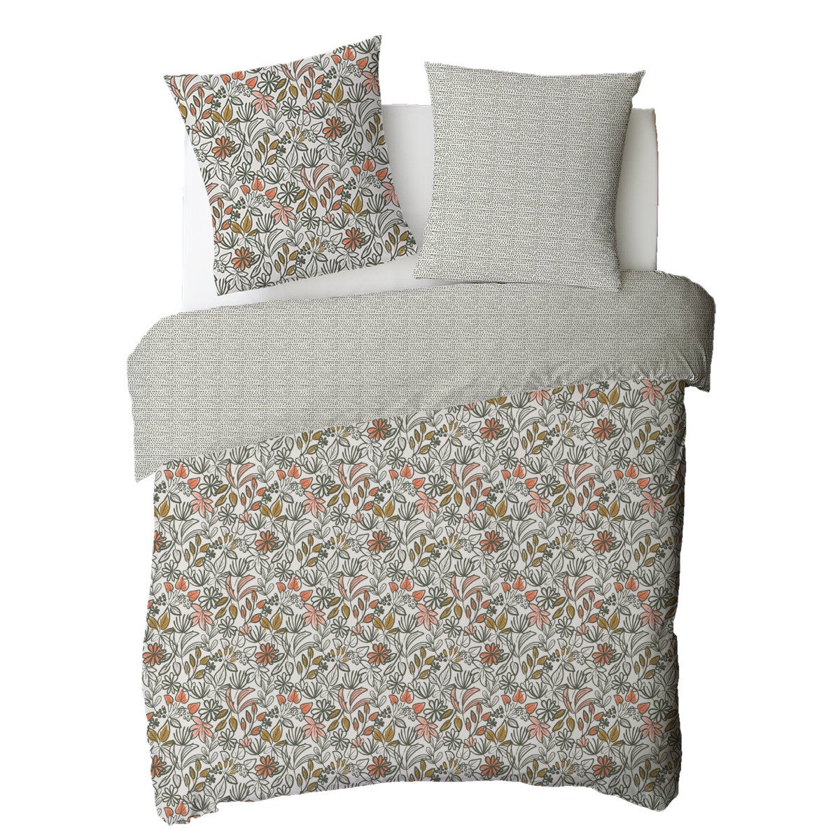 Parure de lit 2 personnes fleurie réversible à pois 260x240cm - 4