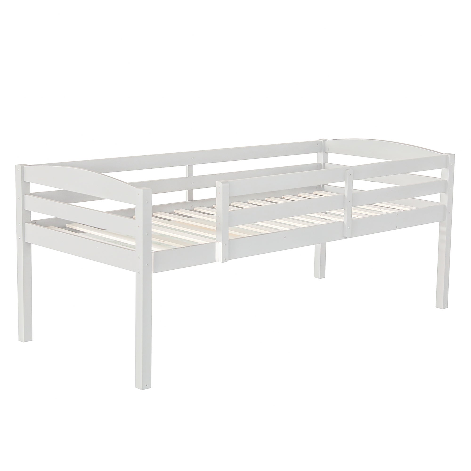 Lit superposé triple avec échelle et barrière de protection - 90x200cm - bois massif - Blanc - 8