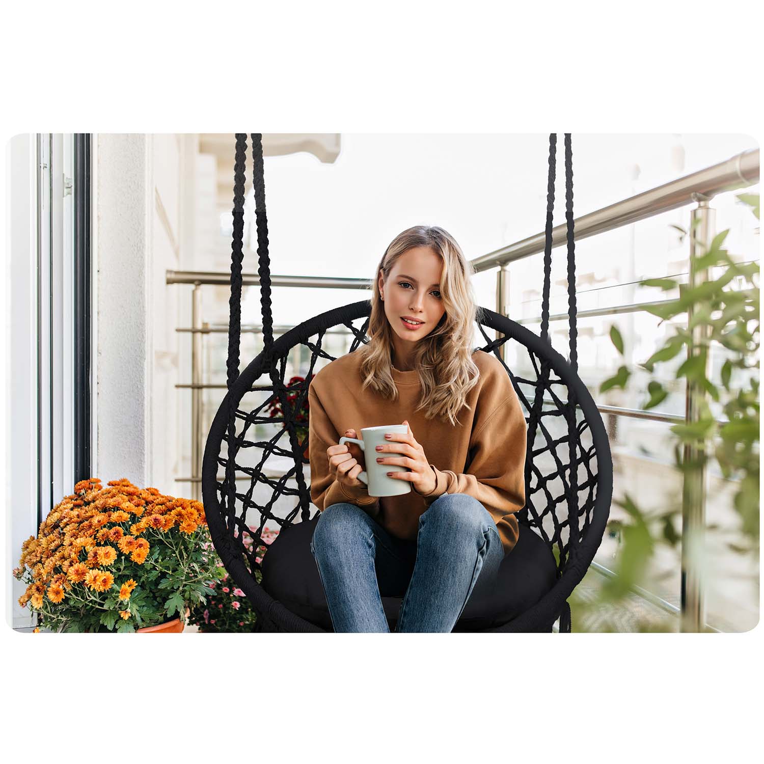 Huśtawka bocianie gniazdo ogrodowa z poduszką fotel wiszący Boho Sofotel - 5