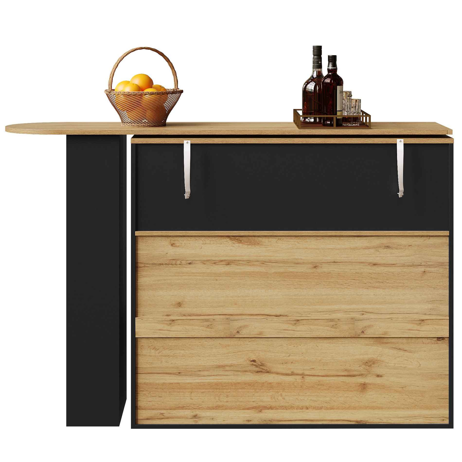 Sideboard Rotativo 360° Moderno com Prateleiras, 2 Gavetas, Prateleira para Snacks e Porta de Vidro Curvado, Design Elegante em MDF - 9
