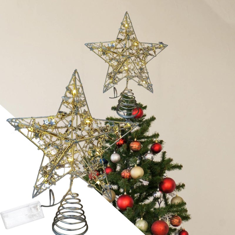 Topo de Árvore em Estrela, Decoração com Iluminação LED 25x28 cm, 10 LEDs Quentes de Natal - 4