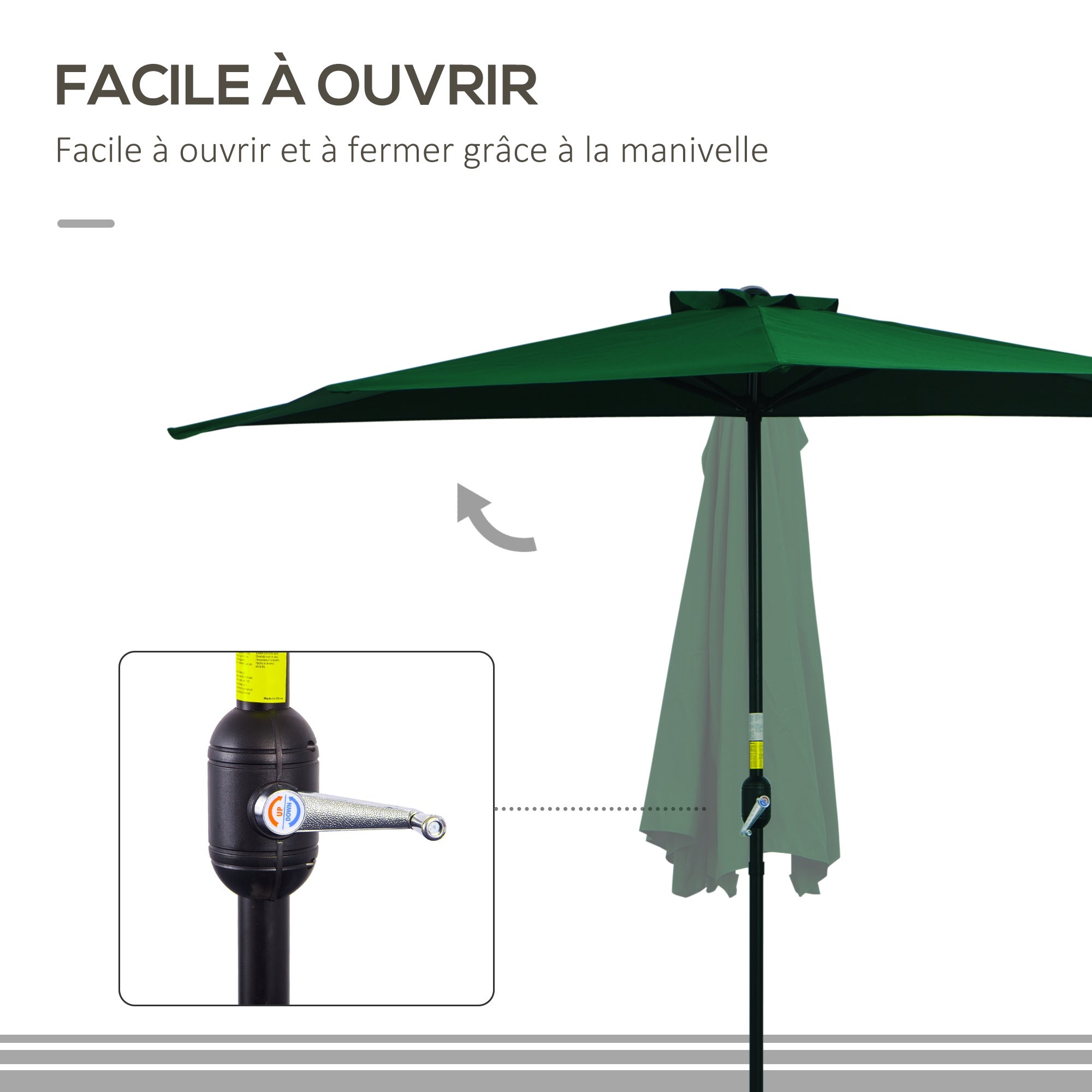 Demi parasol Polyester Outsunny - 6