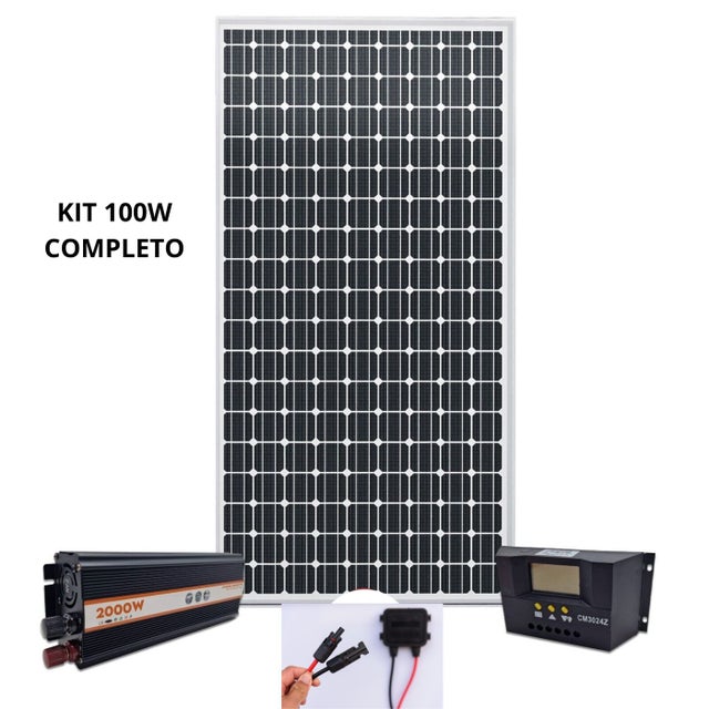 Maka Kit Pannello Solare Pannello Fotovoltaico e Regolatore di Carica Solare da 30 A Cavo Solare per balcone camper casa KIT 100W COMPLETO