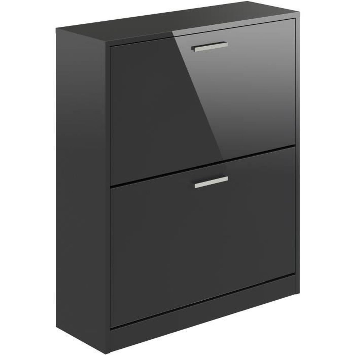 Zapatero de 2 puertas melamina gris oscuro 15 pares 74 x 25 x 88