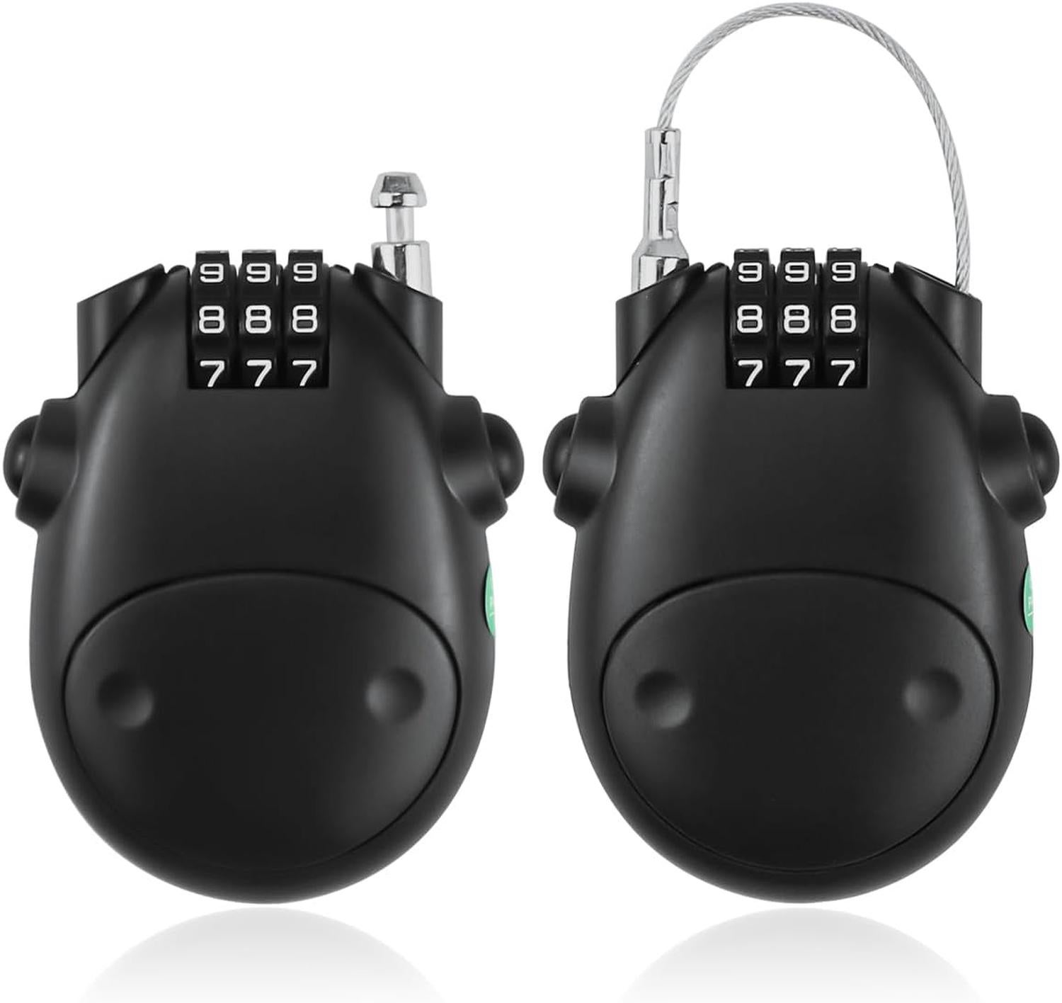 Lot De 2 Antivols à Câble Avec Code 4 Chiffres – Pour Vélo, Trottinette, Casque Moto – Câble Acier Rétractable 150 Cm