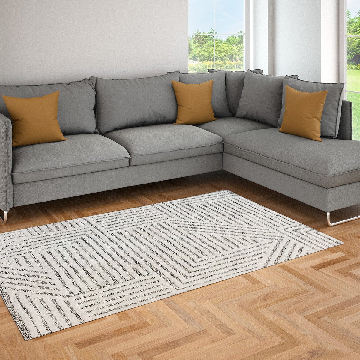 Tapis déco géométrique en coton 140x200cm - 3