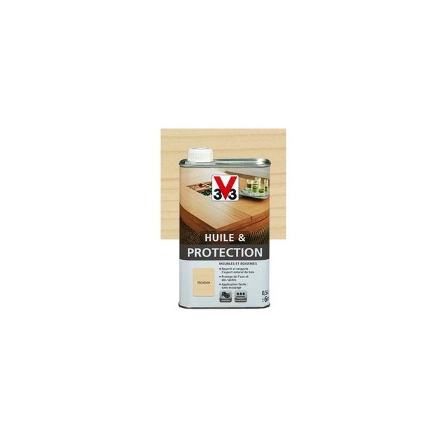 V33 Olio E Protezione Per Mobili E Legno 0,5 L – Nutre E Impermeabilizza, Finitura Opaca, Per Interni
