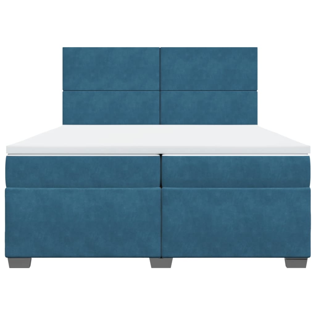 Maison Exclusive - Sommier à lattes de lit et matelas Bleu 200x200 cm velours - 6