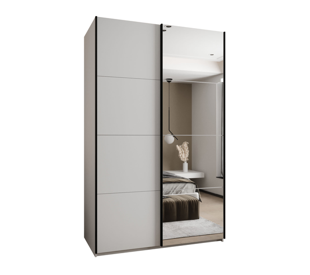 Szafa przesuwna wysoka Lux 3 160 x 64 x 245,5 cm biały + biały + u. czarny - Abiks Meble