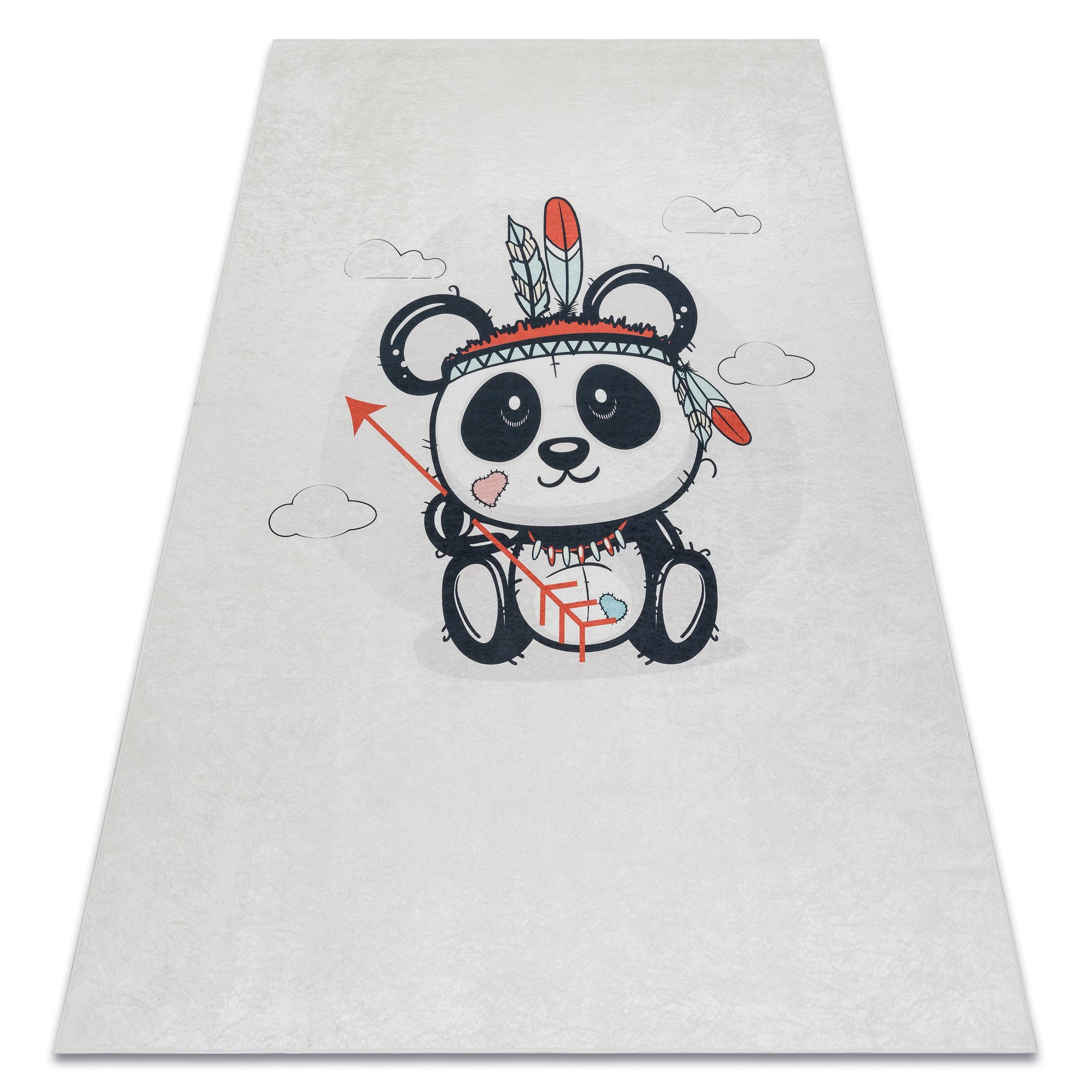 Dywan do prania BAMBINO 1129 Panda dla dzieci, antypoślizgowy - krem 120x170 cm