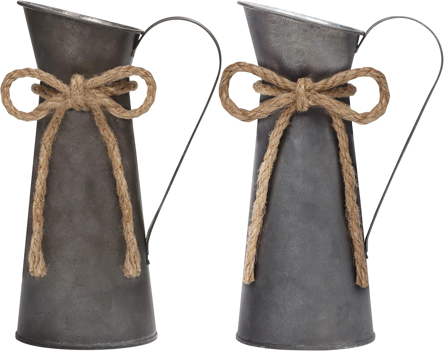 Wazony metalowe w stylu vintage (zestaw 2 szt.) – 8,5 cm długości x 20 cm wysokości – zabytkowy ocynkowany dzbanek na mleko w stylu shabby chic – do