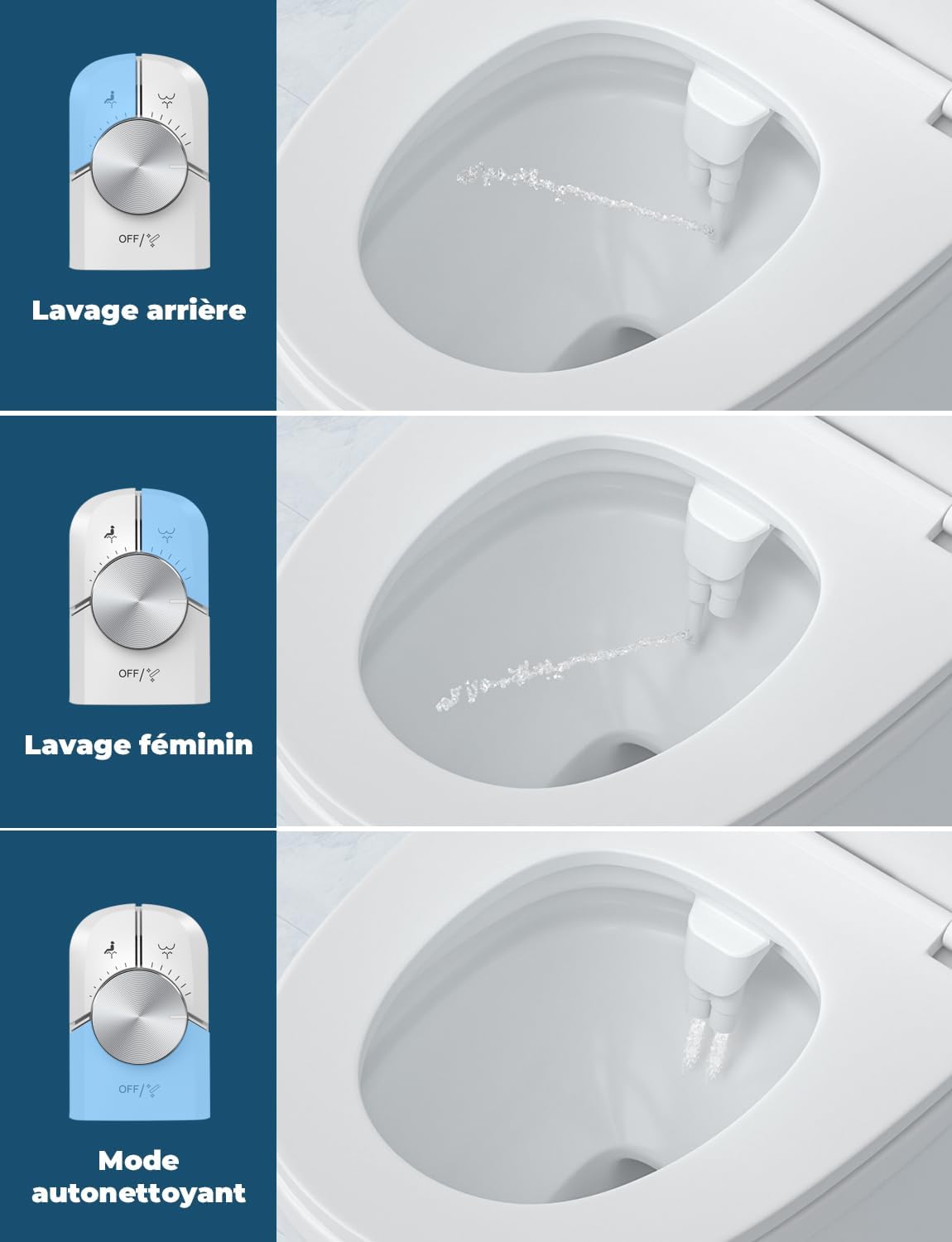 Inodoro japonés con bidet, sin electricidad, con dos boquillas retráctiles, fácil de instalar, autolimpiante, con presión de agua regulable. - 4