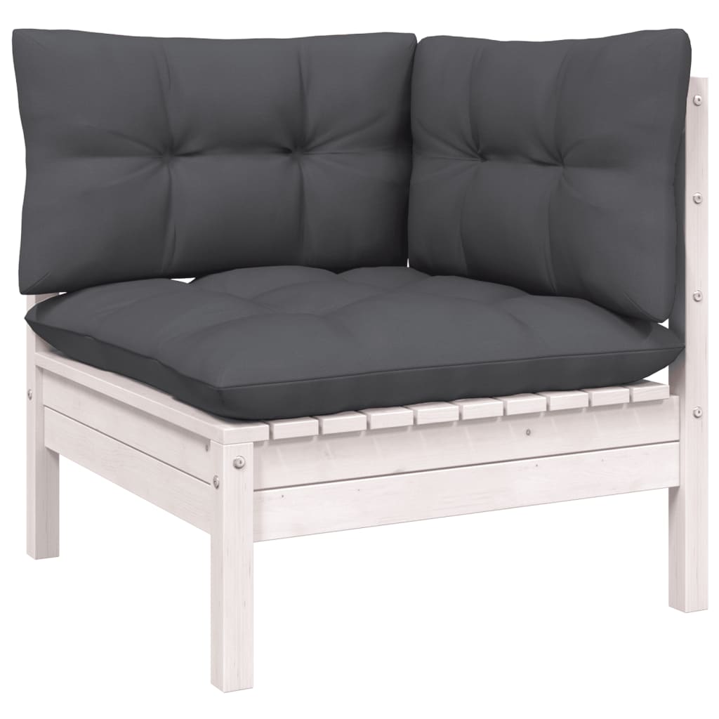 Maison Exclusive - Salon de jardin 3 pcs avec coussins Blanc Bois de pin massif - 3