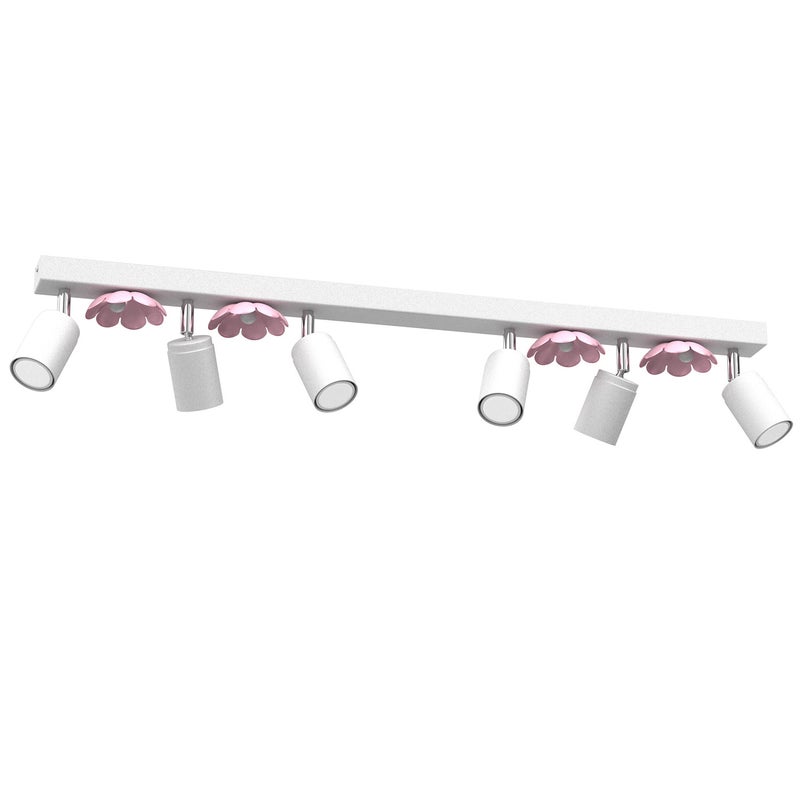 Reflektor sufitowy spot natynkowy Flower listwa biały mat-różowy 6xGU10x8W wym: 17 x 90 x 6 cm metal Luminex