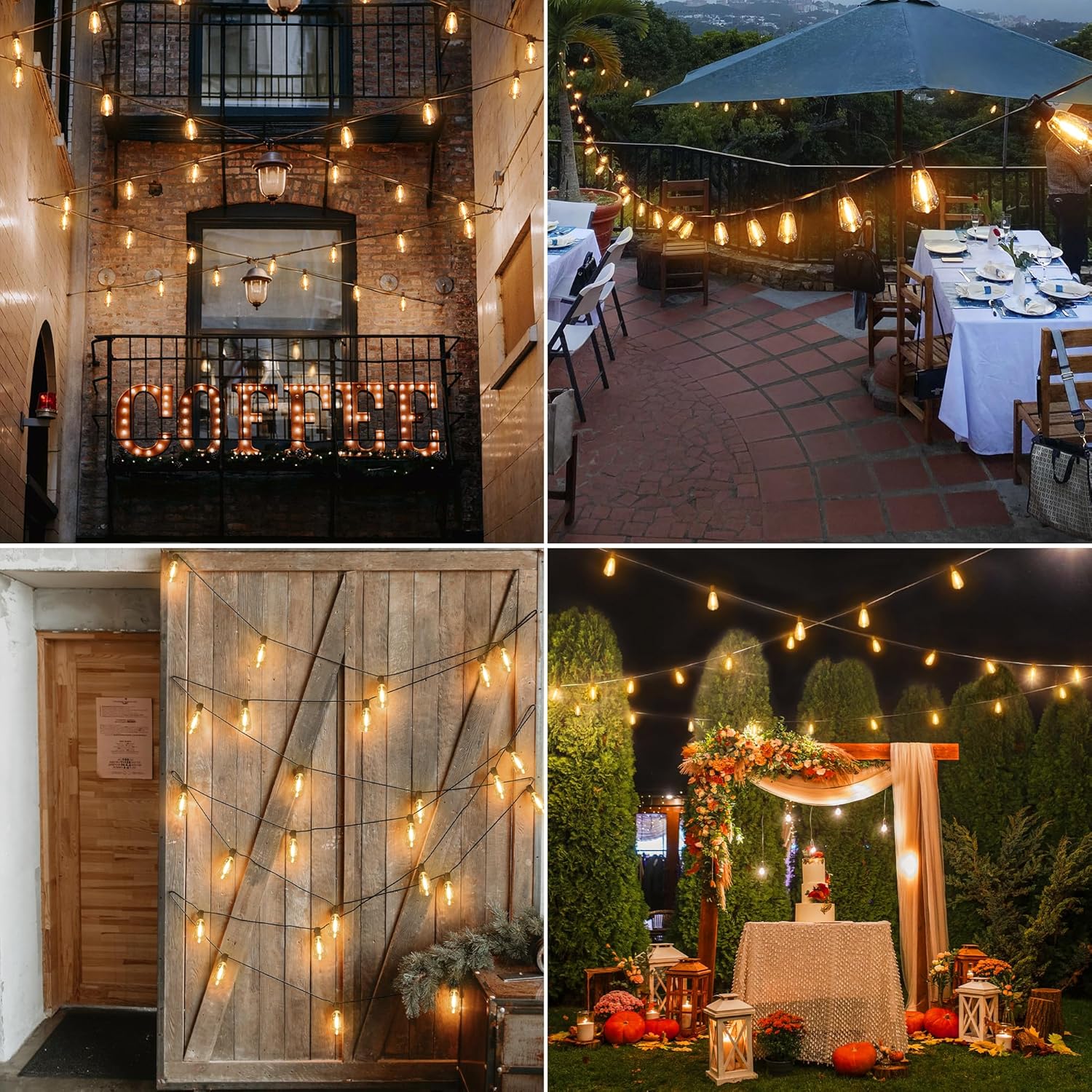 Guirlande lumineuse d'extérieur 7,5 m, LED, alimentée par secteur, avec prise/13+1 ampoules de rechange/crochet, éclairage blanc chaud brillant - 5