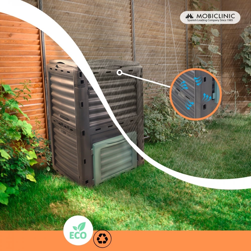 Compostador de jardín Mobiclinic 60 x 60 x 81 cm Transformador de residuos Para jardín Sin herramientas Eco-Friendly 300 litros BioBin - 4
