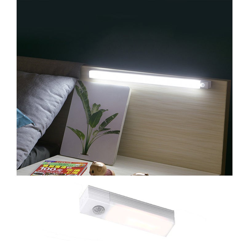 Lampa indukcyjna do szafy, z czujnikiem ruchu, biała obudowa, światło białe, 10 cm, długa lampa z możliwością ładowania