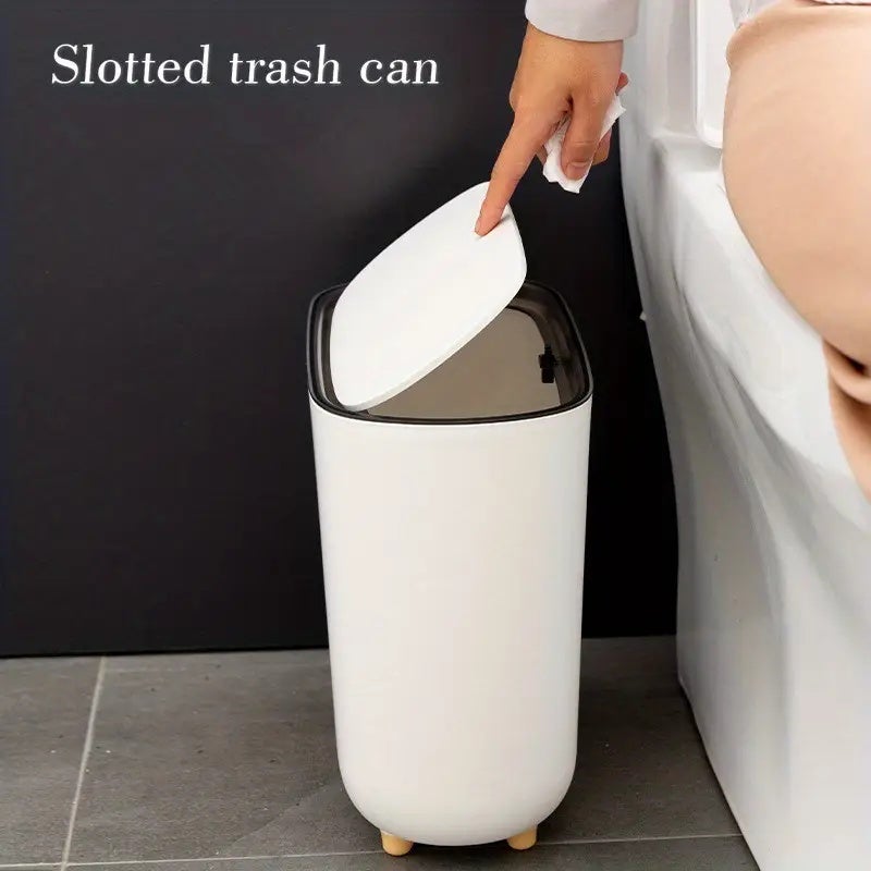 Poubelle de toilette fine avec couvercle, corbeille à déchets de salle de bain étroite en plastique pour espaces restreints - 2