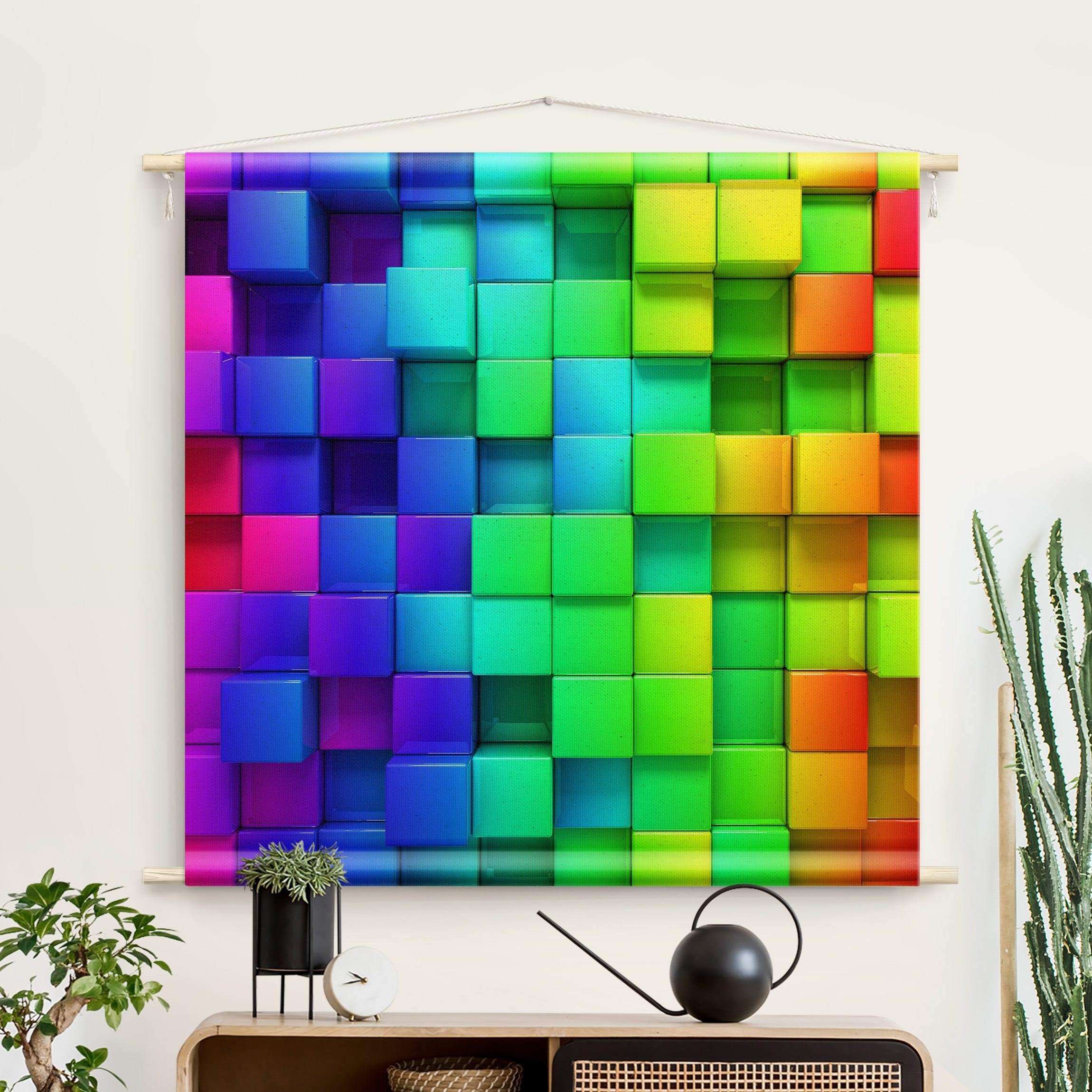 Tapiz - 3D Cubes 145 x 145 cm | Leroy Merlin