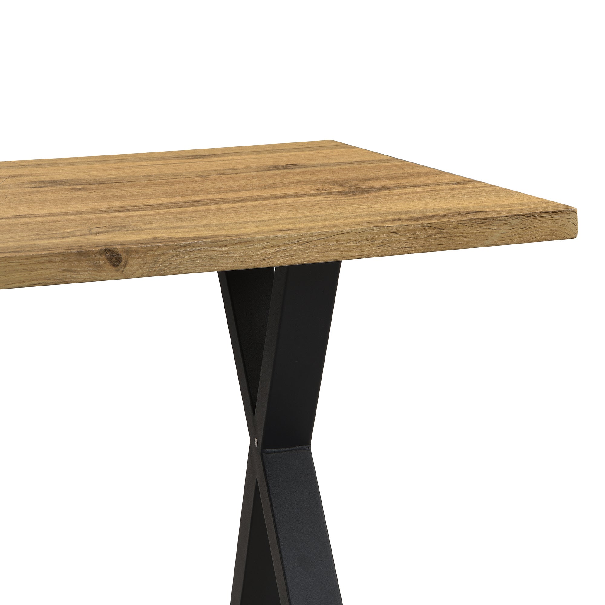 Mesa de comedor para 6 cubiertos, madera MDF + metal, negro y roble, 140 x 80 x 76 cm - 9