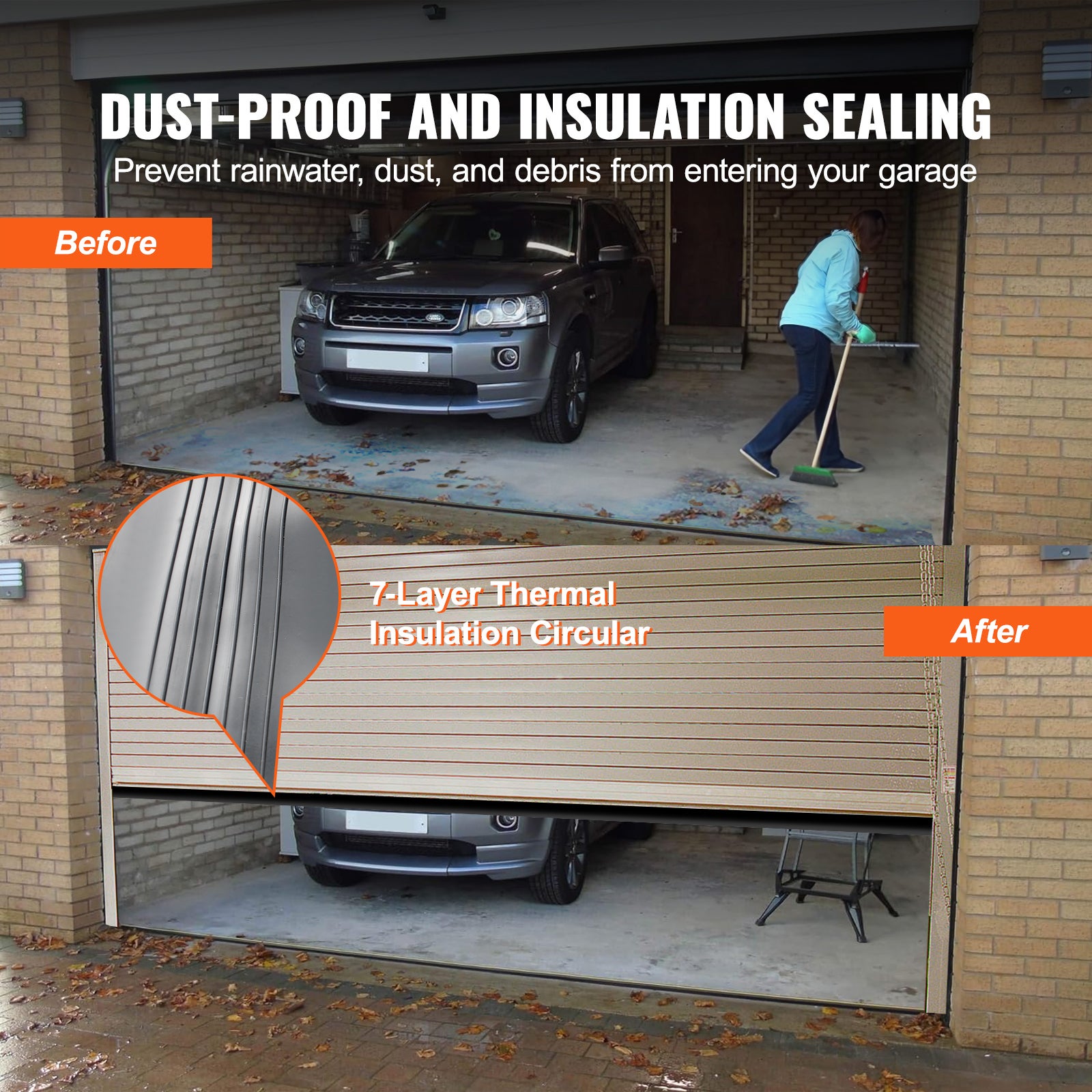 Joints de Porte SucceBuy de Garage 16 Pi, Caoutchouc Noir Forme U + Torique, Extrémités T 5/16