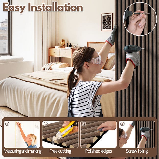 Pannelli Acustici KAISER Plastic® – Colore Nero, Formato 120x60 Cm, Rivestimento Moderno A Lamelle Per Ridurre Il Rumore In Casa