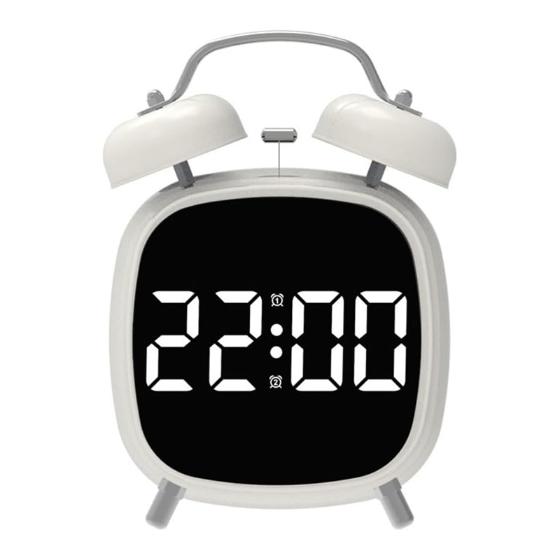Cyfrowy budzik LED, wyświetlacz daty i temperatury, sterowanie głosowe, regulowana jasność, format 12/24-godzinny (białe światło)