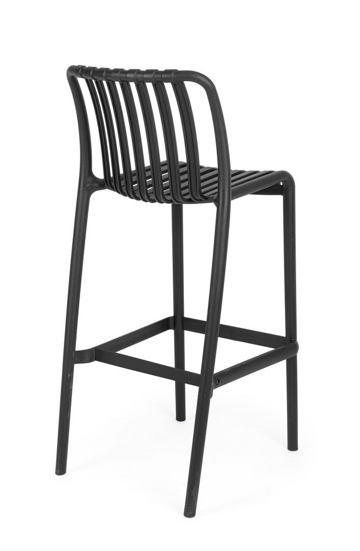 Tabouret d'extérieur en polypropylène résistant aux UV, noir - 2