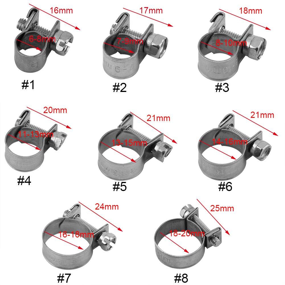 DEWIN Fascetta Stringitubo,Mini Tubo Benzina in Acciaio Inox Fascetta Stringitubo Mini Linea di Carburante Clip Tubo 6mm-20mm Dimensioni Opzionali 10 Pezzi (11-13mm