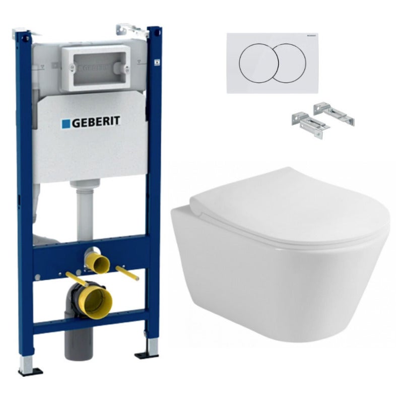 Pack Autoportant Bati-support Geberit Duofix + WC sans bride Lucco Avva ...