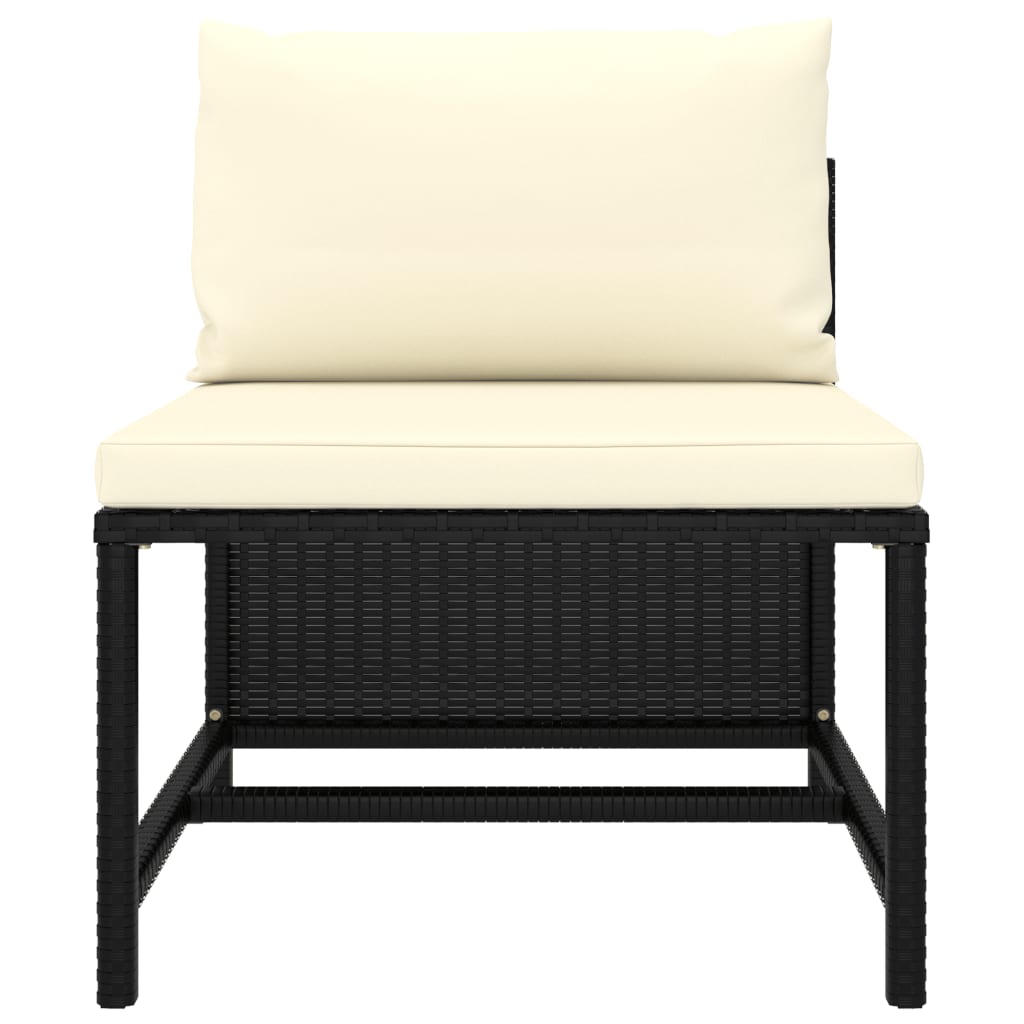 Maison Exclusive - Set Divani da Giardino 3 pz con Cuscini in Polyrattan Nero - 5