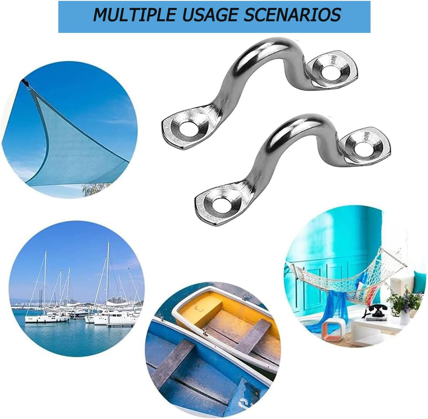 45 Pièces Plaque Oeillet Acier Inoxydable 304 M4 Boucles de Pont pour Kayaks Boat Top Pad Eye Pontet INOX Pontet INOX Oeil Plaques avec 90 Pièces Vis - 4
